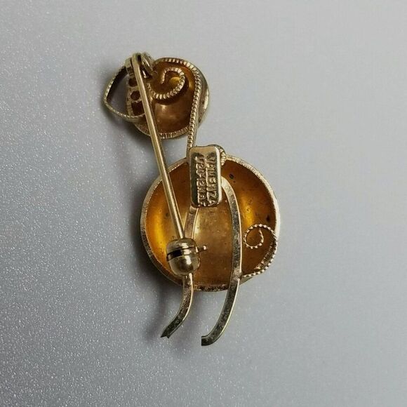 Vintage Valenza 12k Yellow Gold Filled Brooch, Abstract Retro Design, - Picture 3 of 7